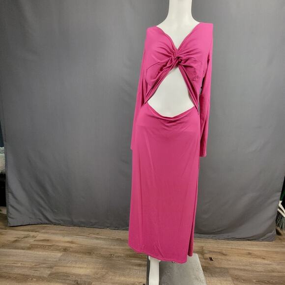 Old Navy Cutout Twist Dress L Pink Jersey Knit Y2K Revival - Picture 1 of 9